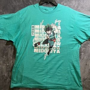 Men's My Hero Academia T Shirt Teal Crew Neck One for All Size XL